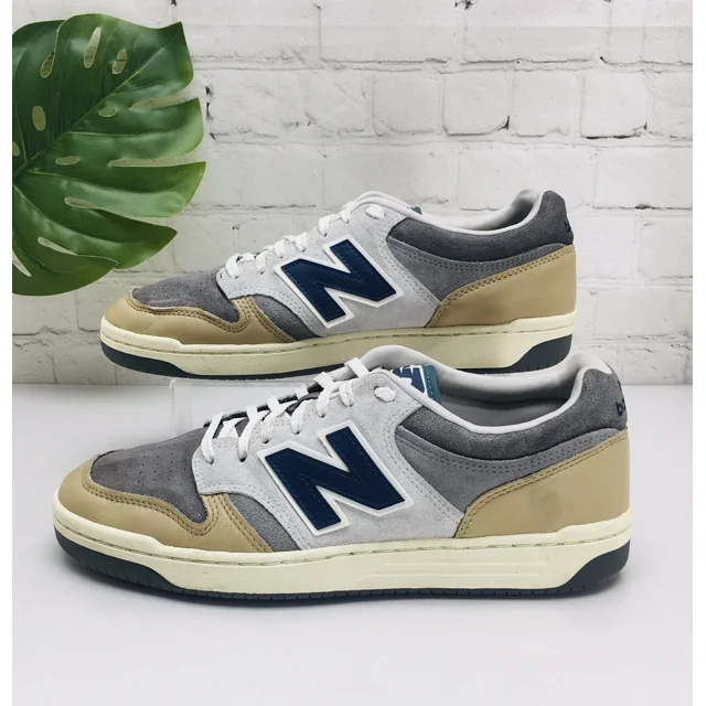 New Balance 480 Sneakers Men's Size 10 Low Top Trainer Shoes Gray Tan Leather