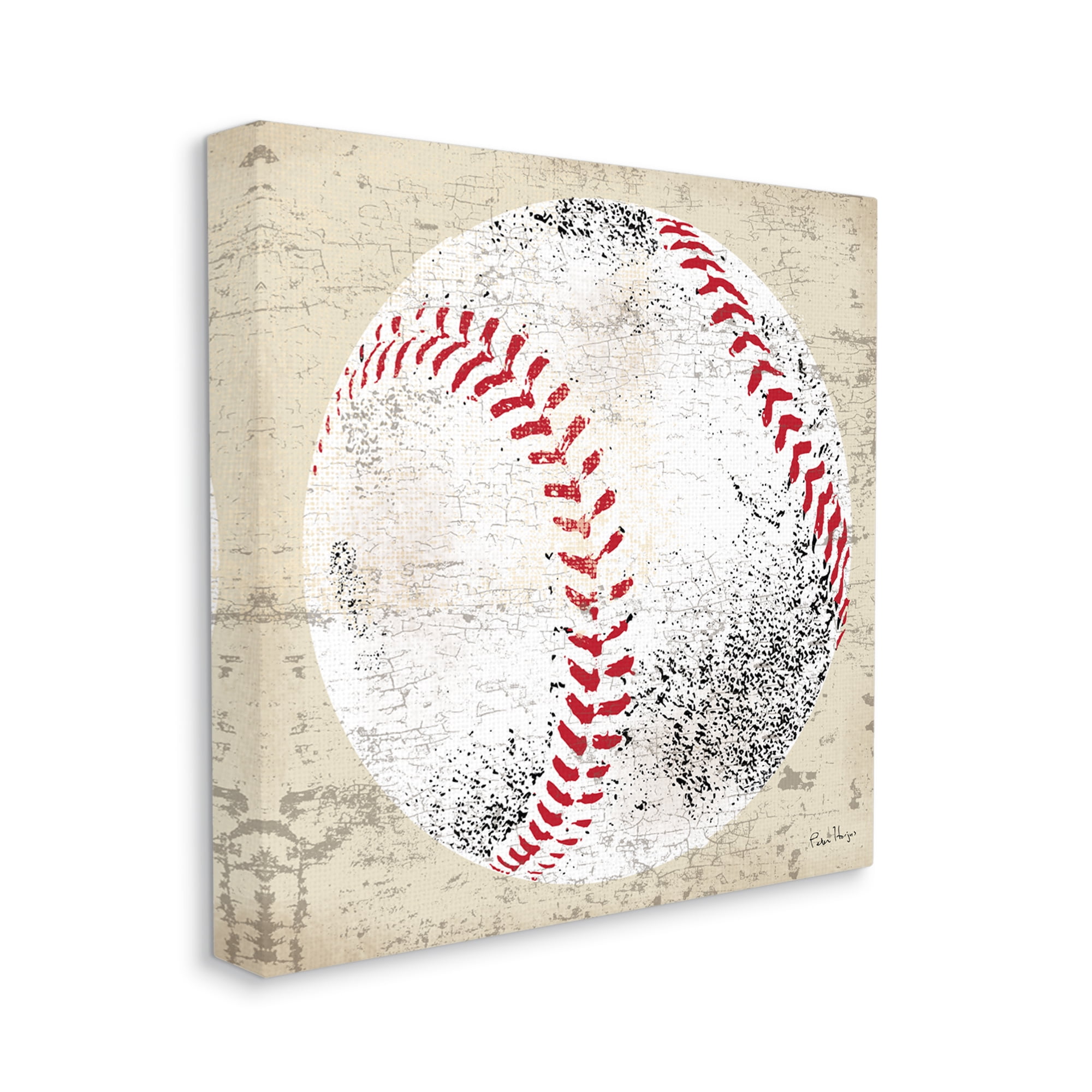Stupell Industries Rustic Baseball Sports Sports Painting Gallery Wrapped Canvas Print Wall Art, 17 x 17