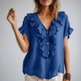 thumbnail image 5 of Ihhxva Women Cotton Tops Loose Fit Summer V-Neck Ruffle Blouse Casual Linen Top Flowy Boho Chic Beach Vacation Tunic S-2XL, 5 of 9