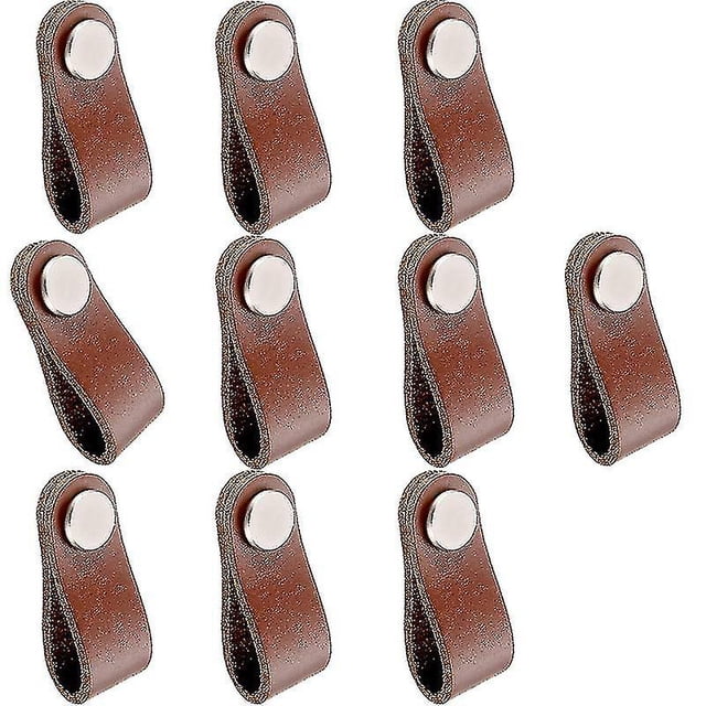 10 Uds manija de muebles manija de cuero muebles perilla marrón manija de gabinete manija de bucle de cuero Afortunado Sencillez