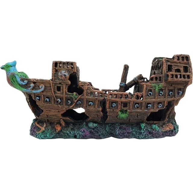 Aquarium Decoration 24x10x7CM Large Size Resin Fish Tank Decoration Aquarium Accessories Used to Decorate Aquariums (Shipwreck)