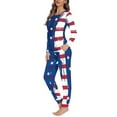 thumbnail image 2 of FKELYI American Flag Pjs 2-Pack Comfy Long Sleeve Women Pajamas Patriotic Crew Neck Sleepwear Pajamas 4 of July Size 6XL, 2 of 4
