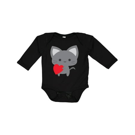 

Inktastic Heart Cat Boys or Girls Long Sleeve Baby Bodysuit