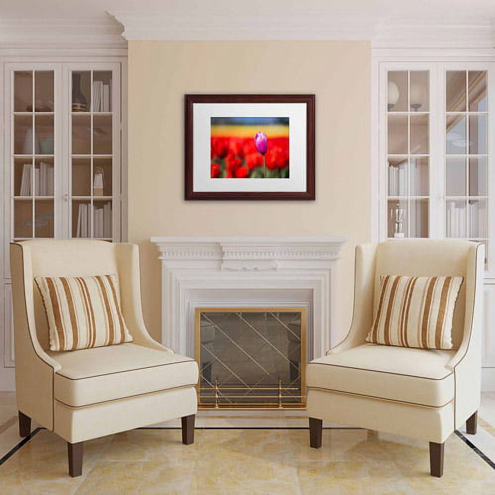Trademark Fine Art "Purple Tulip" Canvas Art by Pierre Leclerc, White Matte/Wood Frame
