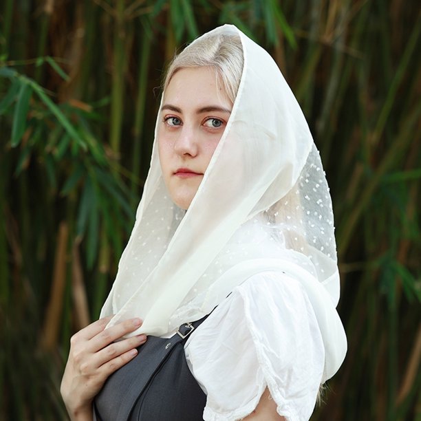 Bufandas de gasa para mujer, diadema con encaje, longitud media, alta gama, tacto vintage, fotografía, bufanda para mujer