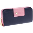 thumbnail image 1 of 2PCS Multi-Card Position Two Fold Long Zippered Wallet Women'S Long Zippered Wallet Handbag Dark Blue, 1 of 5