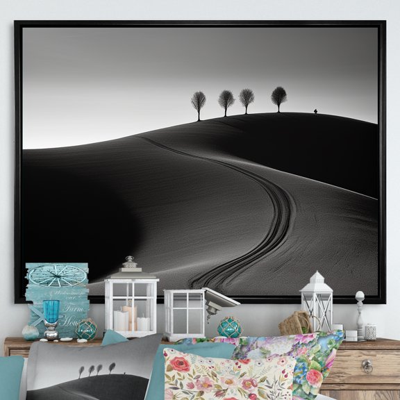 Designart "Monochrome Road Vista I" Road Floater Framed Wall Decor