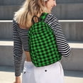 thumbnail image 5 of Disketp Buffalo Plaid Green Black print Canvas Backpack Lightweight Travel Daypack Student Rucksack Laptop Backpack-, 5 of 5