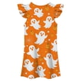thumbnail image 4 of Gunia Toddler Girls Nightgowns Pjs For Girls Halloween Ghost Flutter Sleeve Nightgown Summer Casual Halloween Print Dress Night Gowns Sleepwear Orange 4-5 Years, 4 of 5