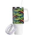 thumbnail image 2 of SKYSONIC 40 oz Funny Frog Tumbler with Handle and Straw Lid, Insulated Cup Reusable Stainless Steel Water Bottle Travel Mug, 2 of 7