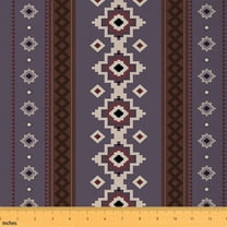 Homewish Western Tribal Fabric by the Yard 2 Yard,Rustic Aztec Room Decor Fabric by the Yard,Deep Purple Beige Brown Fabric for Sewing For Girls Boys,Microfiber Bedroom Decor
