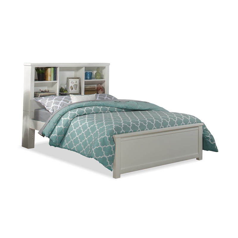 Highlands Bookcase Bed Full White, White Full Bed Frame With Bookcase Headboard