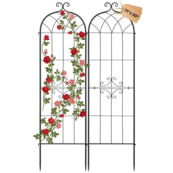 VEVOR Garden Trellis, 71 x 20 inch Rose Trellis, 2 Packs Garden Flower Rose Trellises with Powder-Coated Finish & Convenient Locking Design, Plant Support Trellises for Flowers, Vegetables, Roses