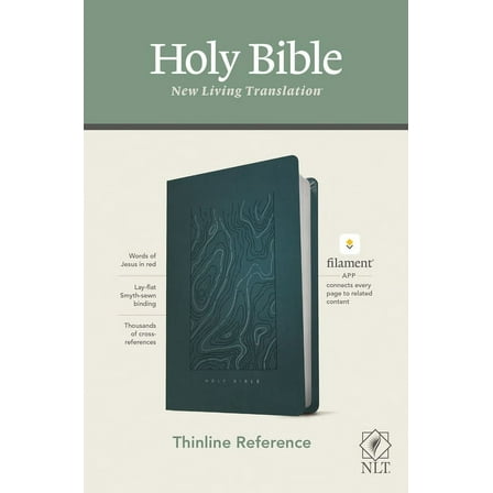 NLT Thinline Reference Bible, Filament Enabled Edition (Red Letter, LeatherLike, Earthen Teal Blue)