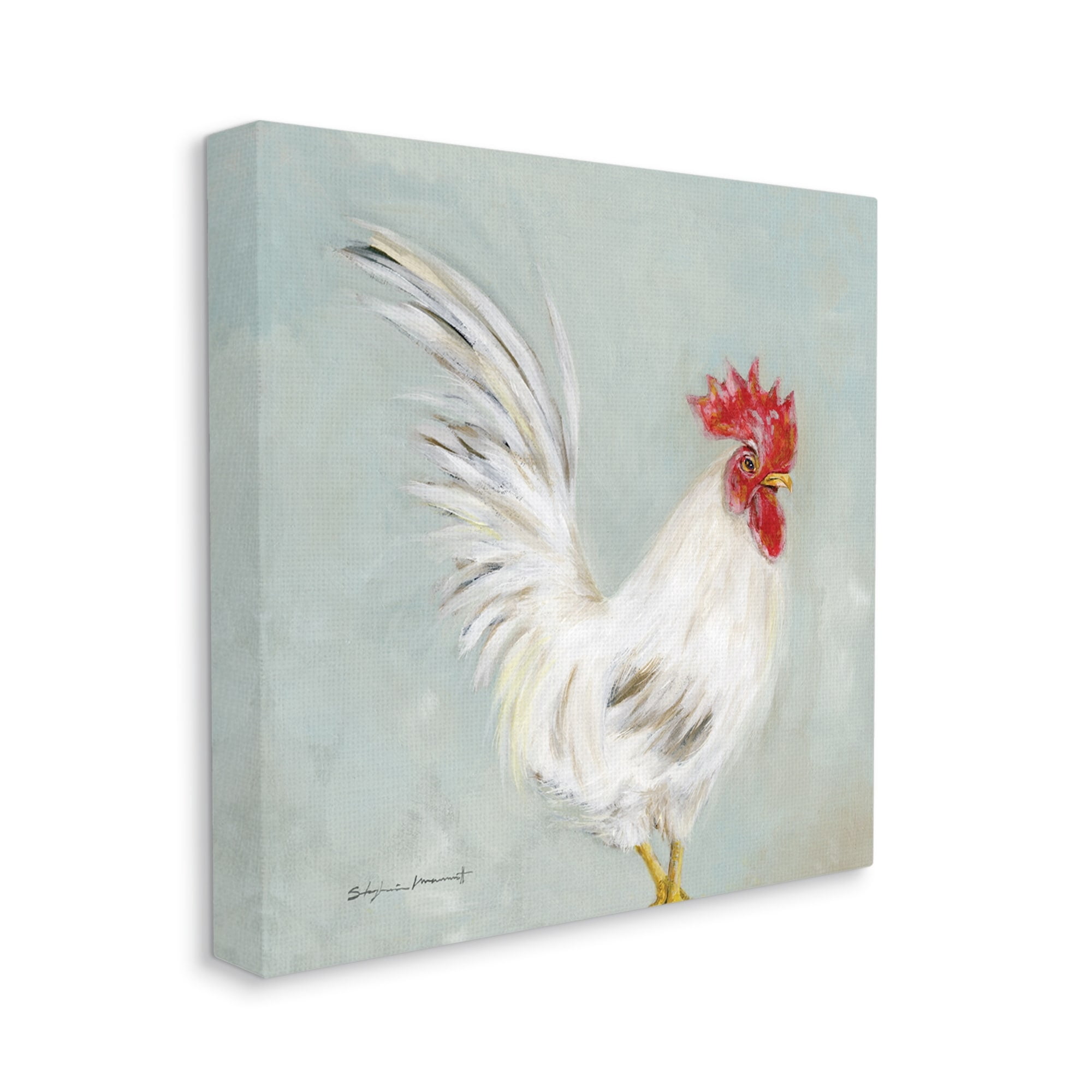 Stupell Farmhouse Rooster Chicken Animal Animals & Insects Painting Gallery Wrapped Canvas Print Wall Art
