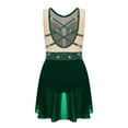 thumbnail image 4 of Doomiva Figure Skating Dress for Kids Girls Rhinestone Sleeveless Ballet Lyrical Dance Leotard Performance Dancewear Green 10, 4 of 7