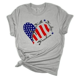 UNIQUEONE Patriotic Shirts for Women American Flag Shirt Faith Family Freedom Graphic Tee USA Star Stripes Tops