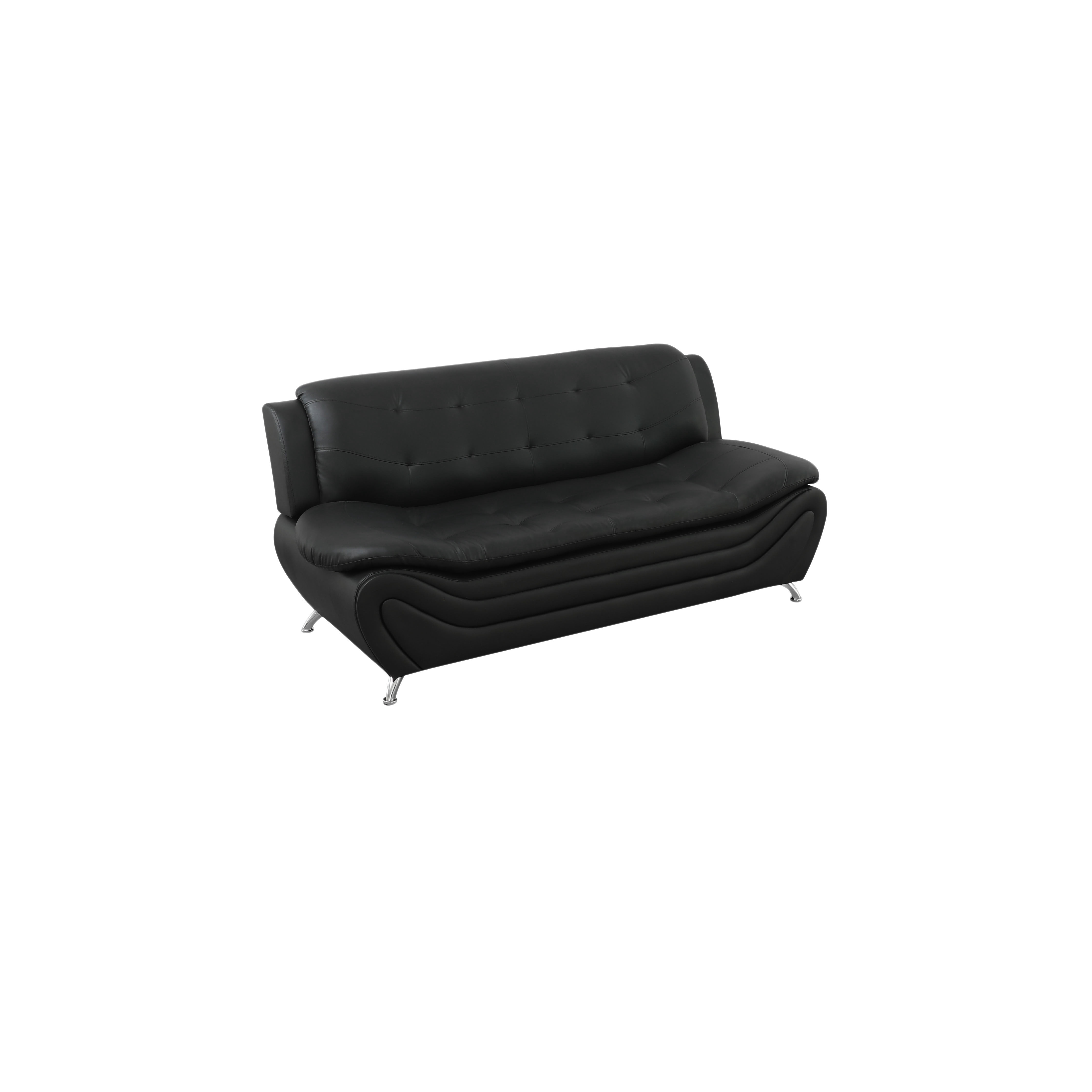 MAYEERTY Breathable Faux Leather Reclining Sofa, 3-Seater Couch with Anti-Insect Solid Wood Frame for Living Room, Black