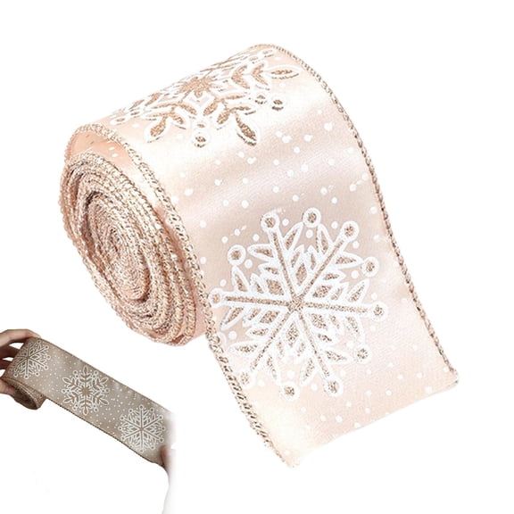 Cozeii Christmas Wired Ribbon, White Snowflake Wired Ribbon for Gift Wrapping Tree Decorations Crafts Wreaths Garland Bows