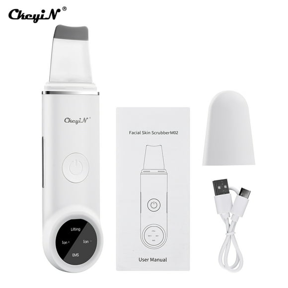 CkeyiN Nettoyeur Facial Ultrasonique Pelle pour la Peau Nettoyage en Profondeur Machine de Levage des Points Noirs, Instrument de Beauté Facial LCD 4 Modes Grattoir à Peau, Stylo Beauté Acné, Couvre-Rayures