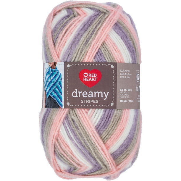 Red Heart Dreamy Stripes, Snowy Yarn