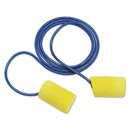 3M E A R Classic Earplugs, Corded, PVC Foam, Yellow, 200 Pairs