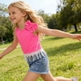 thumbnail image 5 of Zpanxa Girl Outfits Sets Girls Big Bow Sleeveless Crop Top and Floral Denim Shorts Set 2 Piece Outfit, 5 of 9