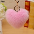 thumbnail image 6 of Naierhg 10cm Faux Fur Ball Pompom Heart Shape Car Phone Keychain Handbag Key Ring, 6 of 8