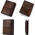 thumbnail image 4 of Cartera BLESIY de cuero PU para hombre abatible lateral plegable gran capacidad Marrón Oscuro, 4 of 8