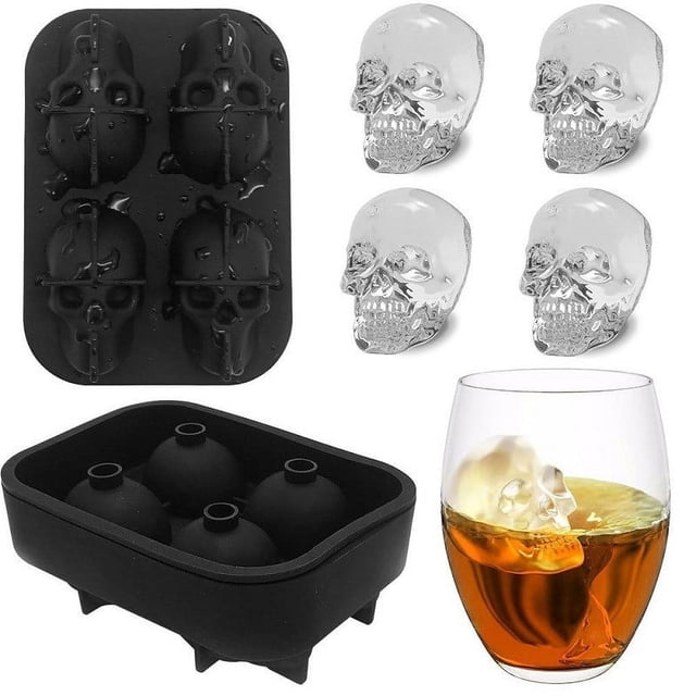 Molde de silicona de calavera 3D, fabricante de bandejas de cubitos de hielo frescos, herramientas de molde DIY para cocina casera Ormromra CKCHR7PH6