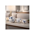 thumbnail image 2 of Floral Orbs for Home Decor - Decorative Ceramic Stoneware for Bathroom, Office, Living Room and Shelf Display - Boho Flower Design for Coffee Table Styling - Set of 3, 6", 5", 4", Blue & Ivory, 2 of 13