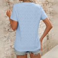 thumbnail image 5 of RMGVDSD Womens Casual Tee Tops Summer Women's Round Neck Short Sleeve Embroidered Flower Jacquard T Shirt Loose Fit Basic Tees, 5 of 9