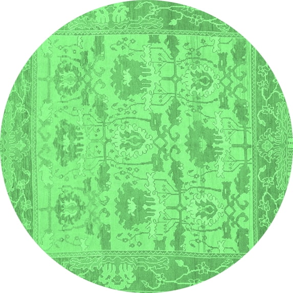 Ahgly Company Indoor Round Abstract Emerald Green Modern Area Rugs, 5' Round
