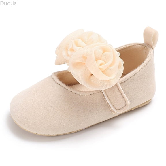 DuoJiaJ Baby Girls First Walking Shoes Soft Sole Floral Ballet Sneakers For Toddler Infants Baby Shoes Size 4,Beige