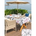 thumbnail image 5 of Outdoor Tablecloth with Umbrella Hole for Patio/Picnic/Party/Camping, Grey Pink Botanical Waterproof Table Cloth Rectangle Table Cover Washable, Watercolor Spring Floral Summer Leaf (60"x 84"), 5 of 8