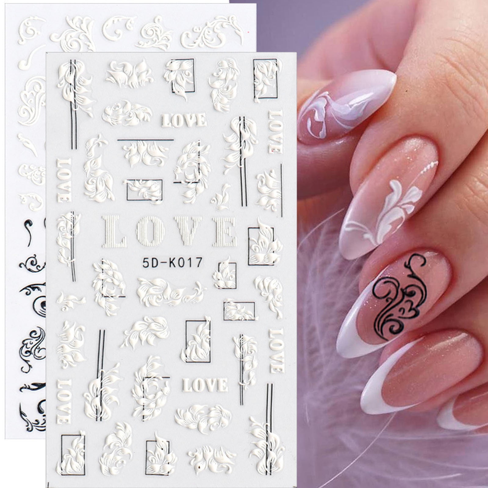 Sales Nail Art Embossed Sticker 5d Three-dimensional Hollow White Lace  Butterfly Flower Nail Applique ql - Walmart.com