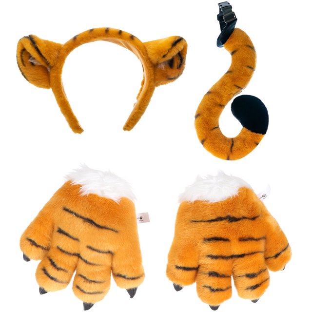 WORGEOUS 1 Establecer guantes de tigre Guantes de cabeza de cabeza de cosplay accesorios de vestuario de tigre de tigre accesorios