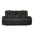 thumbnail image 2 of Modern Contemporary 1pc Sofa Drop Down Table Transitional Recliner Living Room Dark Gray Fabric Solid wood Armrest Storage, 2 of 7