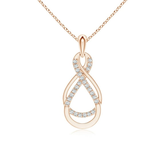 ANGARA Natural Diamond Double Infinity Pendant in 14K Rose Gold for Women (Size-1mm| Color-G| Clarity-VS2) | April Birthstone, Birthday, Anniversary, Jewelry Gift for Women | Natural Diamond Necklace