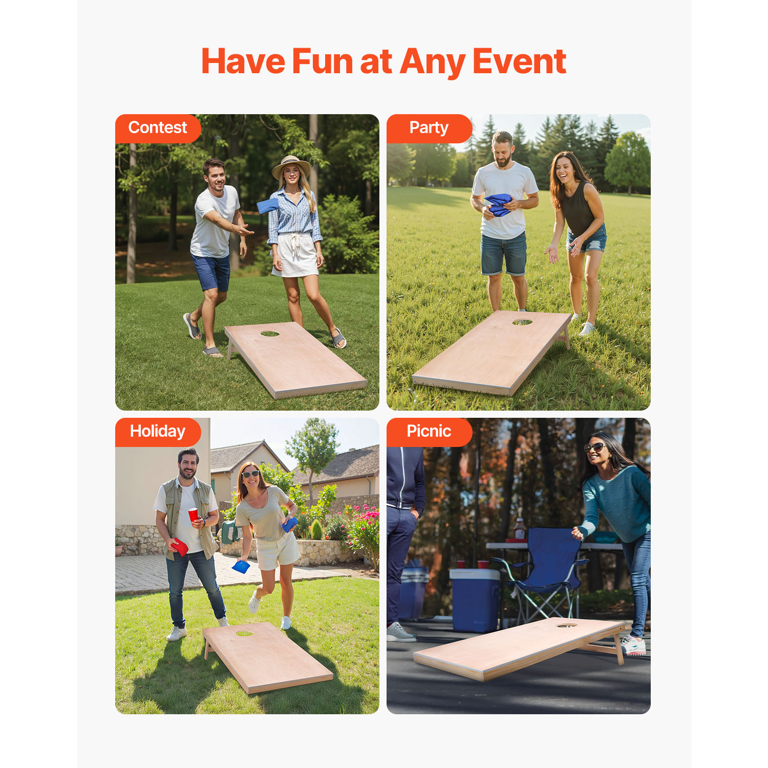 KFFKFF Cornhole Game Set, 4x2 ft Wooden Toss Boards, Portable Design for Indoor and Outdoor Use, Includes Carrying Case, Perfect for Yard, Beach, Backyard, and Camping Activities