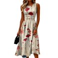 thumbnail image 3 of KLHDSF Dresses For Women Crew Neck Sleeveless Fit And Flare Fashionable Lightweight Elegant Summer Dress Khaki XL, 3 of 6