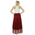 thumbnail image 5 of Bimba Womens Long Flaired Cotton Skirt Maroon Maxi Bottoms Elastic Waist, 5 of 5
