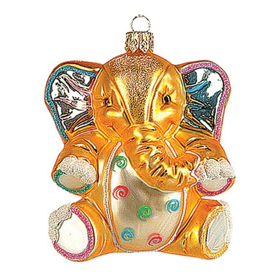 Stuffed Elephant Toy Polish Blown Glass Christmas Ornament  Tree Decoration