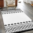thumbnail image 3 of Vintage Bohemia Washable Area Rugs 3'x5', Black Geometric Abstract Striped Country Low Pile Throw Living Room Rug Non-Slip Sturdy Edge Binding Carpet for Indoor Entryway Bedside Kitchen, 3 of 9