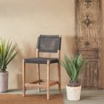 thumbnail image 2 of DecMode 20" x 42" Dark Gray Wood Indoor Outdoor Counter Stool with Woven Seat and Back, 1-Piece, 2 of 10