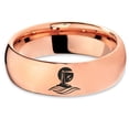 thumbnail image 2 of Tungsten Lighthouse Tower Building Structure Light Band Ring 7mm Men Women Comfort Fit 18k Rose Gold Dome Polished, 2 of 4