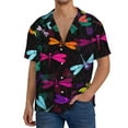 thumbnail image 3 of Gaeub Colorful Dragonflies Men's Lapel Short Sleeve Shirt, Relaxed Fit Shirt, Soft and Breathable for Outdoors Party Travel - XX-Large, 3 of 7