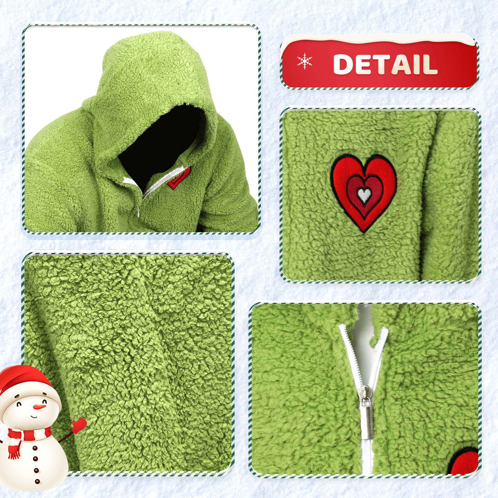 Green Pajamas Onesie Jumpsuit with Zipper Thick Green Elf PJs Sleepwear for Family Christmas
