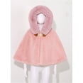 thumbnail image 3 of Miaeowve Toddler Baby Girls Fleece Carseat Poncho Warm Thicken Winter Coat Kids Furry Hooded Cape Cloak Jacket Pink 80, 3 of 7