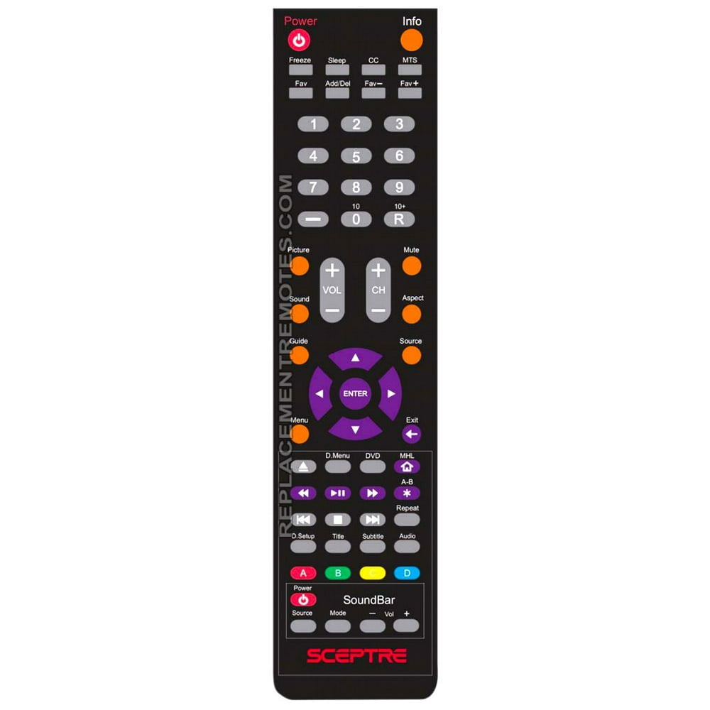 Sceptre 142022370014C (p/n 142022370014C) TV/DVD Combo Remote Control